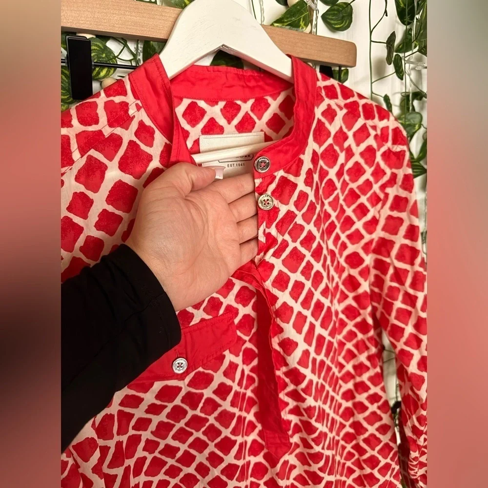 Coach Red and White Patterned Blouse